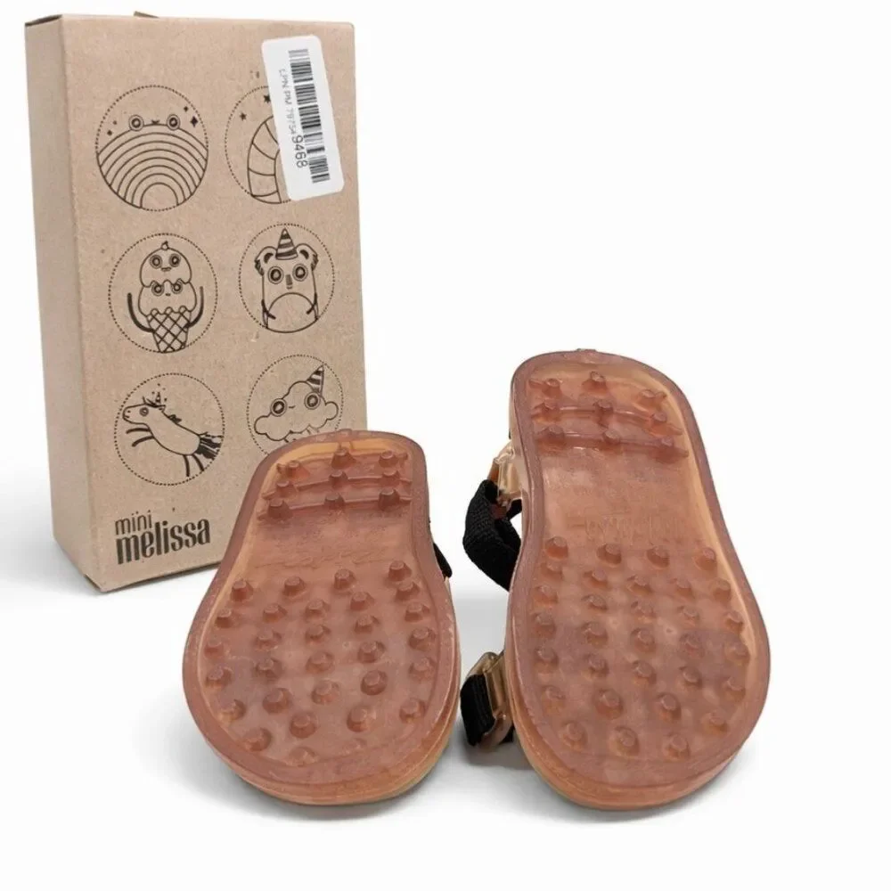 Mini Melissa Toddler Mini Papete + Rider BB Sandal 7 Beige Black NIB